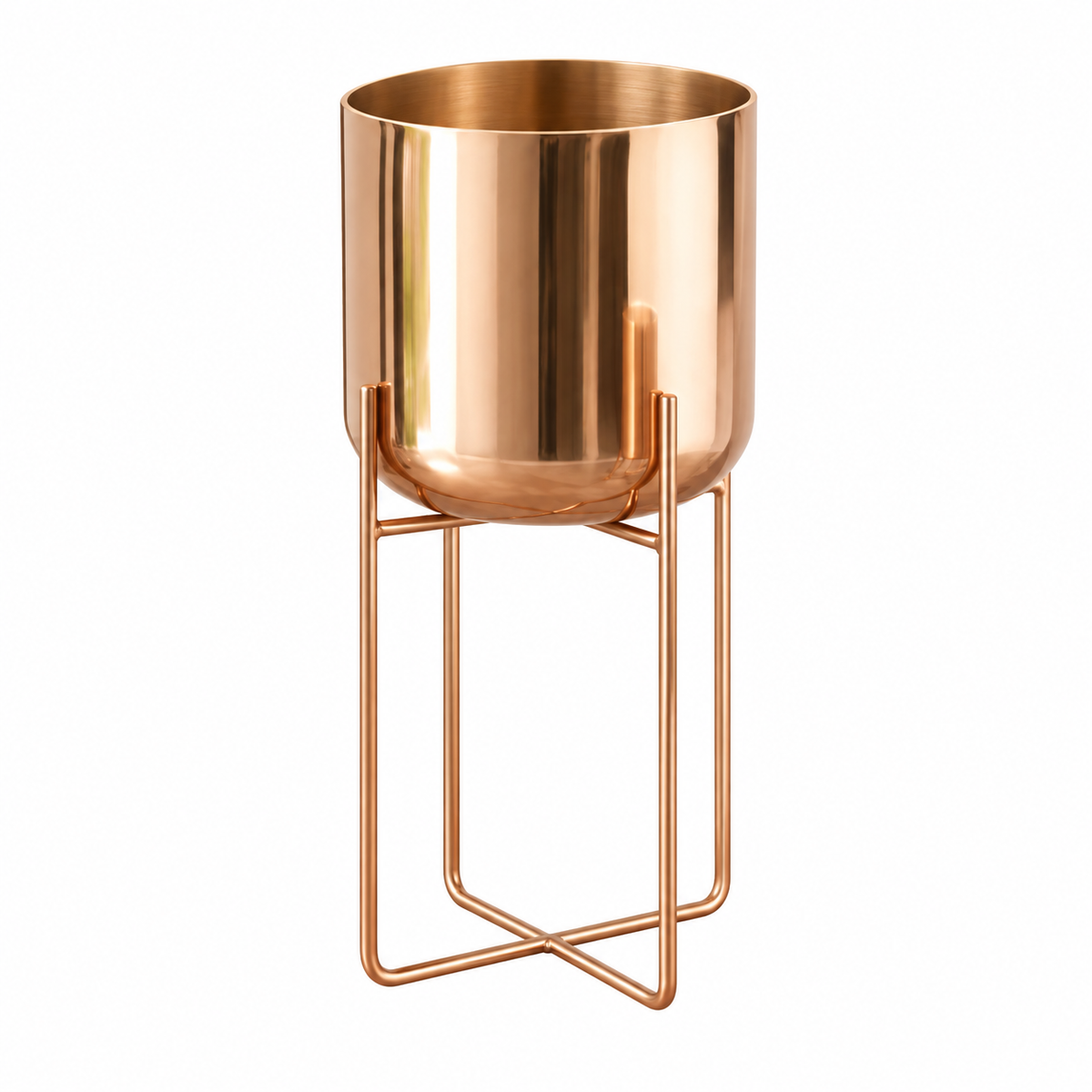 Verossa Metal Standing Planter Rose Gold Ø-21 CM X H-41 CM Caelvorne