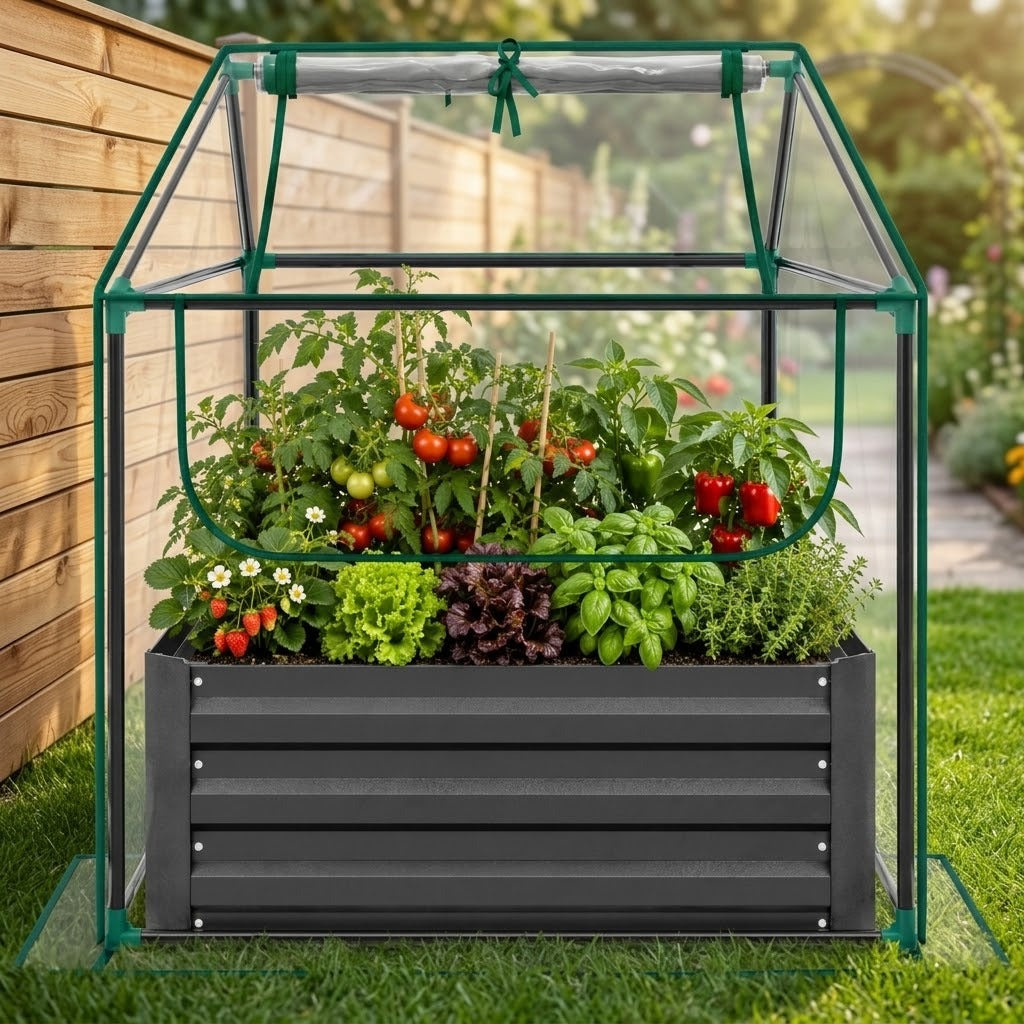 Glasmere Raised Bed with Greenhouse Cover Caelvorne
