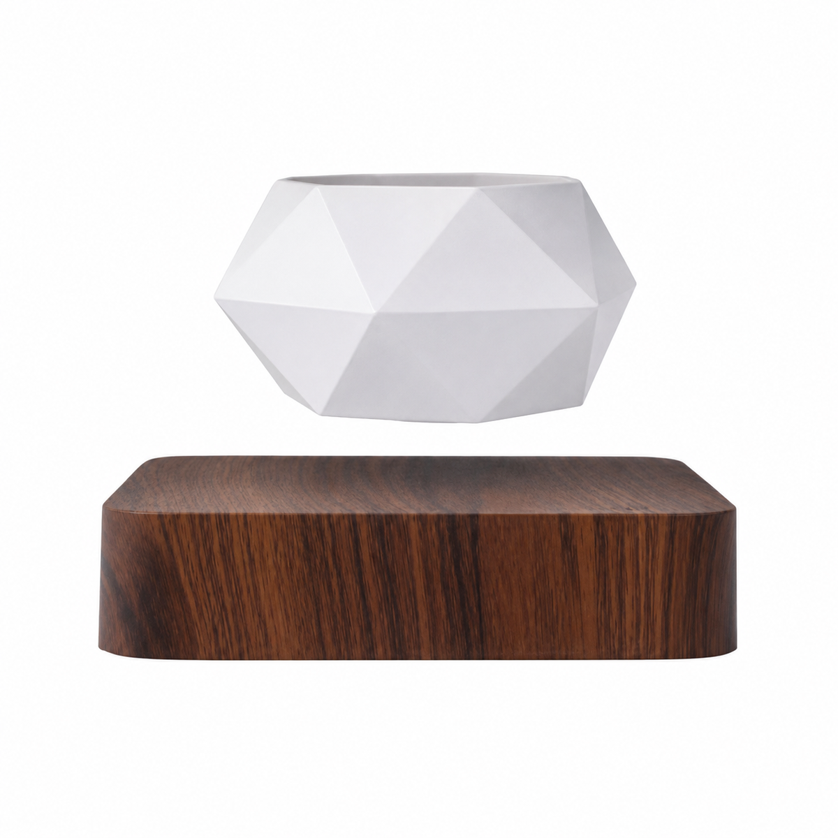 Gravo Floating Magnetic Desk Plant Pot Dark Walnut Caelvorne