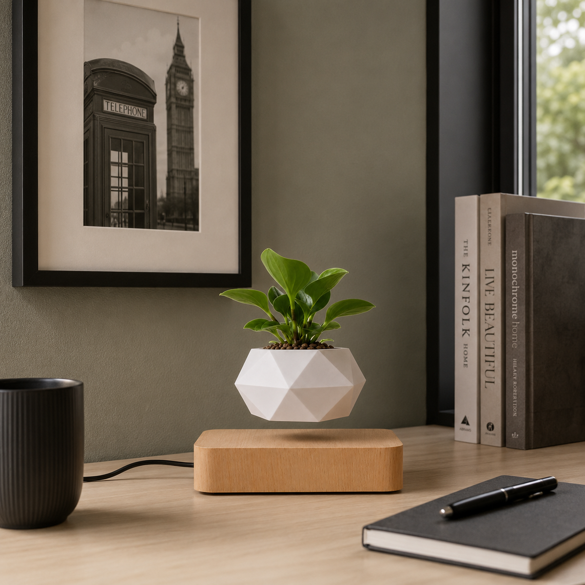 Gravo Floating Magnetic Desk Plant Pot Caelvorne