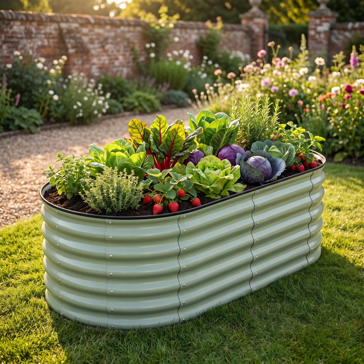 Grovia Corrugated Oval Raised Garden Bed Caelvorne