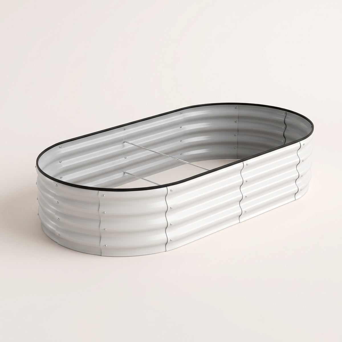 Grovia Corrugated Oval Raised Garden Bed White L-183 CM X W-91 CM X H-30 CM Caelvorne