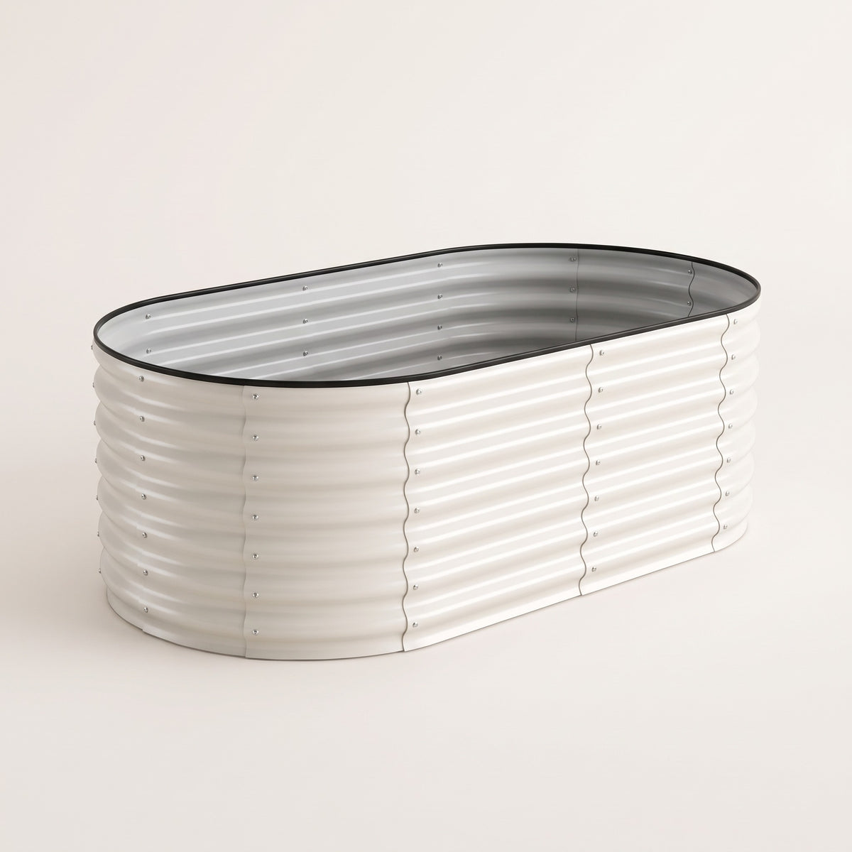 Grovia Corrugated Oval Raised Garden Bed White L-183 CM X W-91 CM X H-61 CM Caelvorne