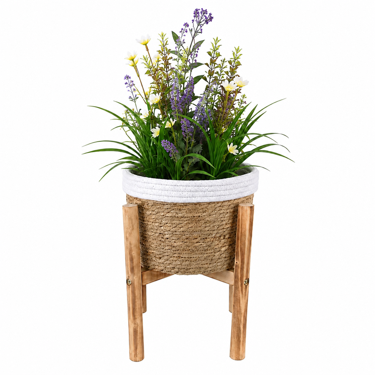 Kervia Woven Raised Indoor Basket Planter Caelvorne
