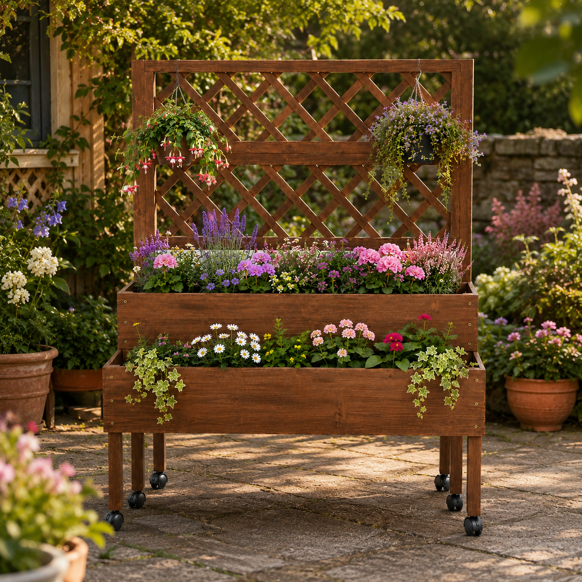 Krovah 2 Tier Trellis Raised Planter Caelvorne