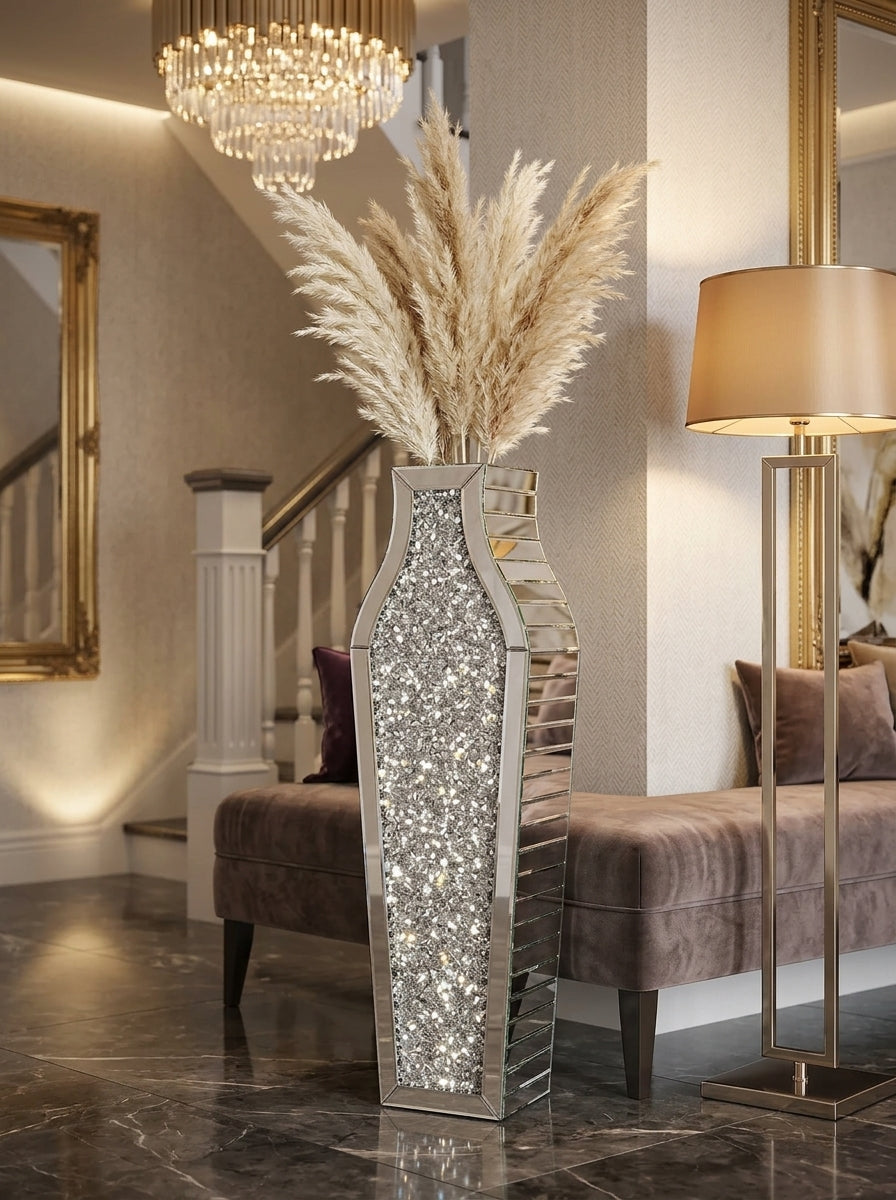 Cristelle Mirrored Crystal Floor Vase Caelvorne