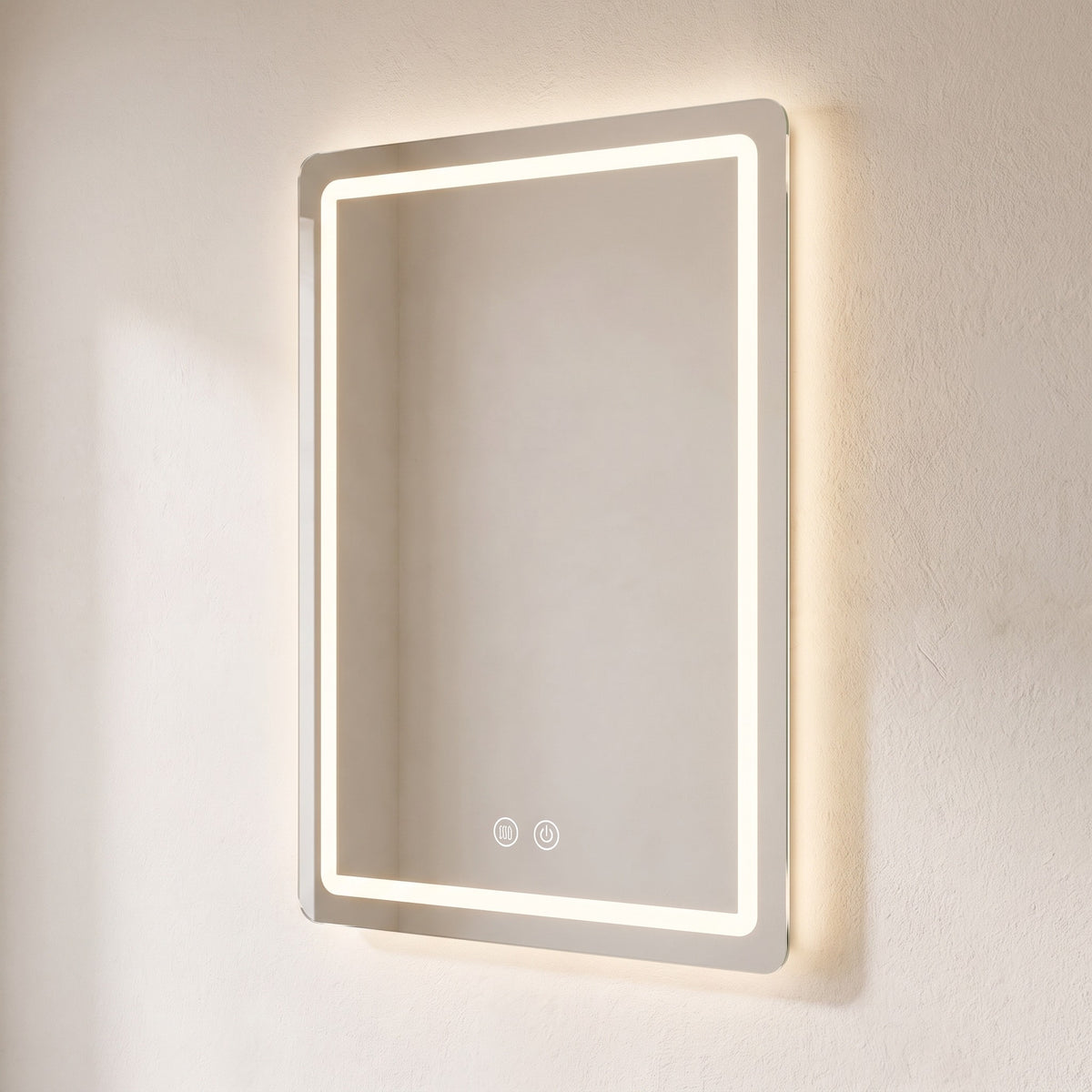 Luvelle LED mirror, angled view of the frameless profile