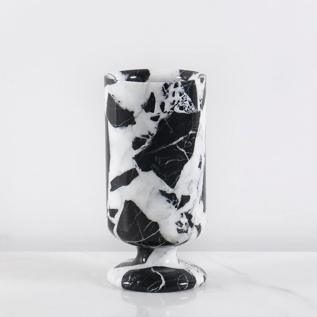 Marlenne Marble Pedestal Vase Monochrome Marble Small (25 CM) Caelvorne