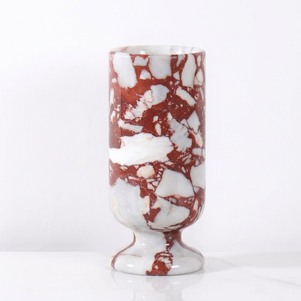 Marlenne Marble Pedestal Vase Red Marble Large (30 CM) Caelvorne