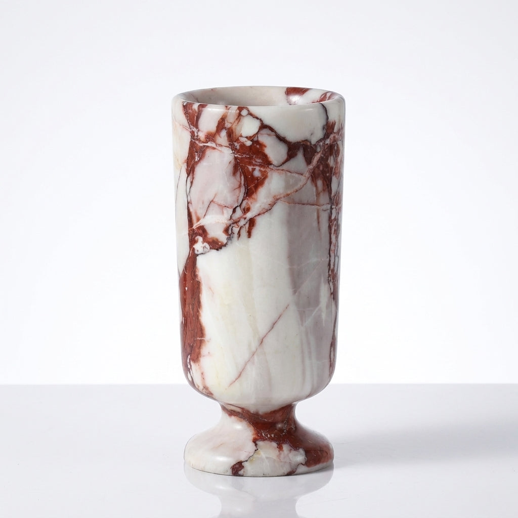 Marlenne Marble Pedestal Vase Red Marble Small (25 CM) Caelvorne