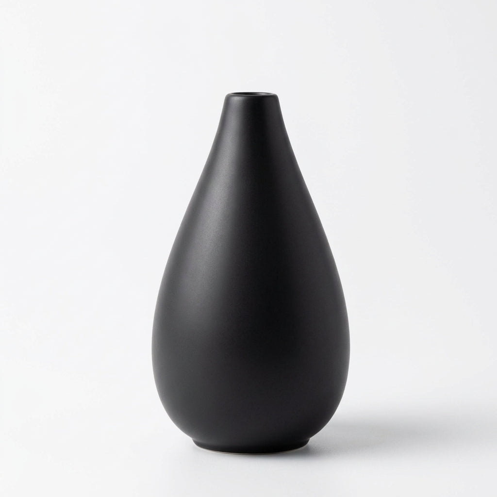 Miravane Matte Ceramic Bud Vase Matte Black Teardrop Caelvorne