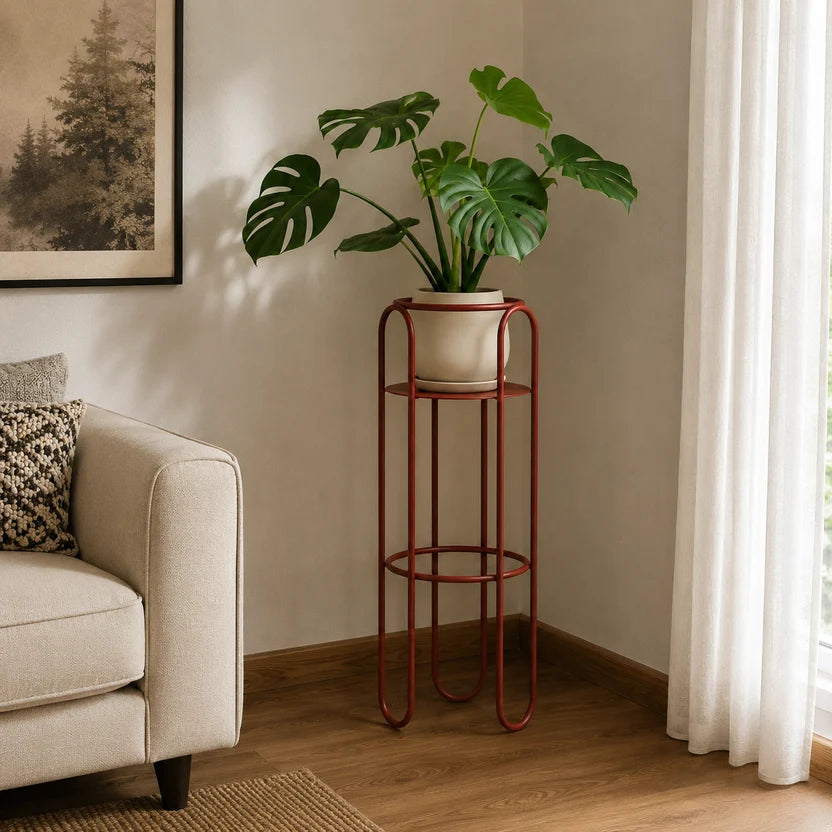 Nelvia Red Movable Plant Stand Caelvorne