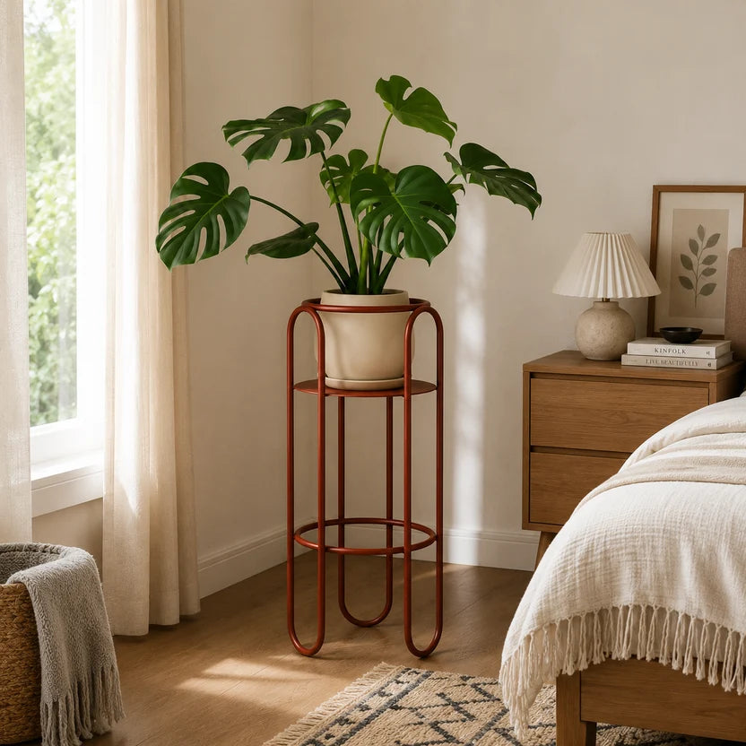 Nelvia Red Movable Plant Stand Caelvorne