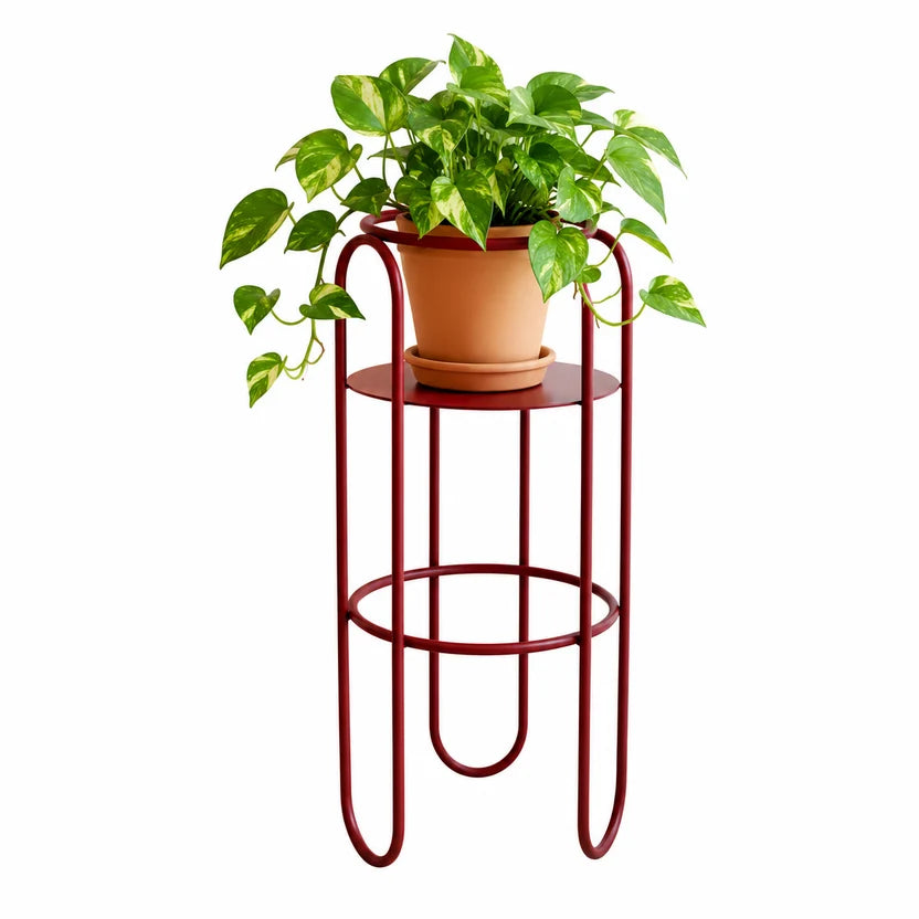 Nelvia Red Movable Plant Stand Caelvorne