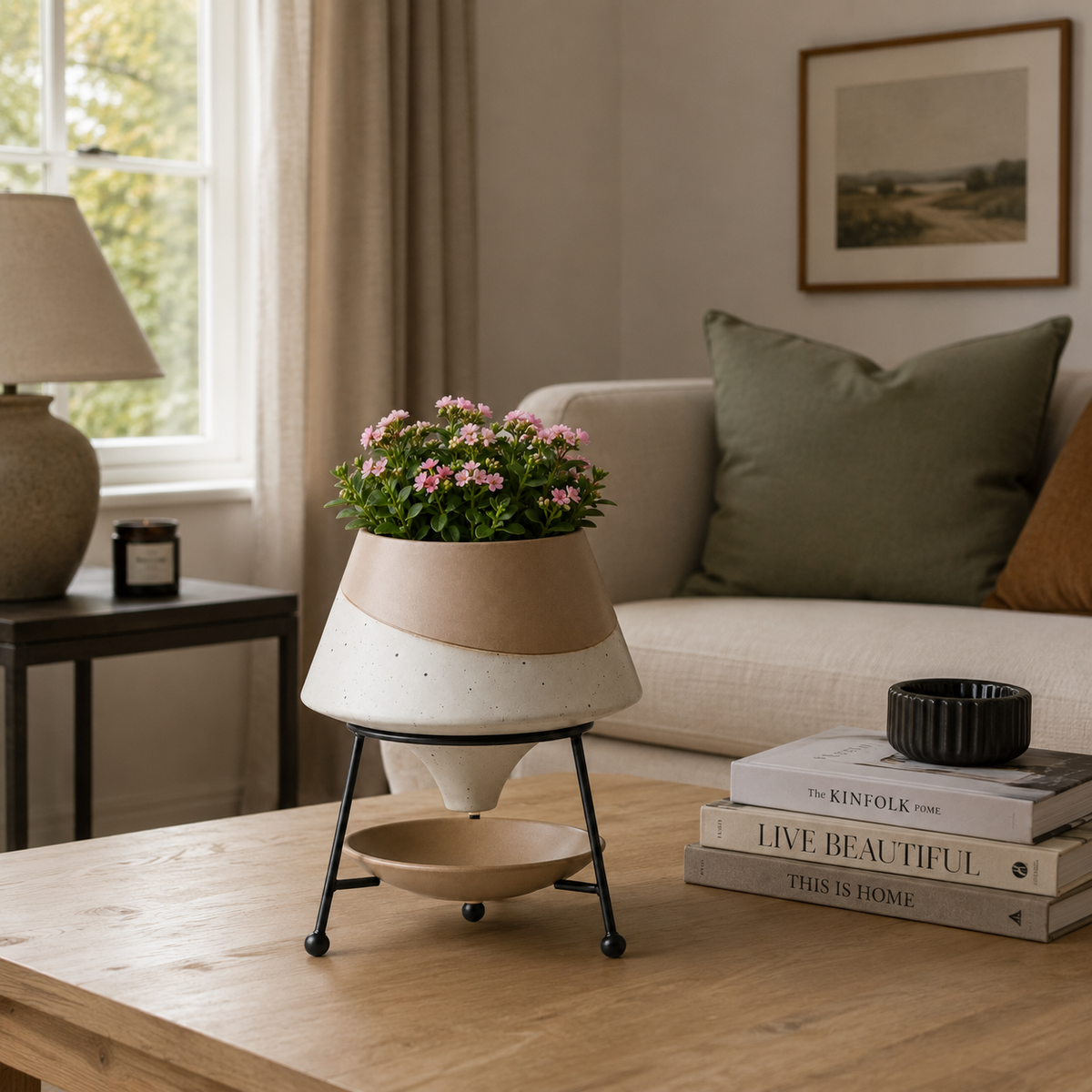 Nordo Two-Tone Standing Desk Plant Pot Caelvorne