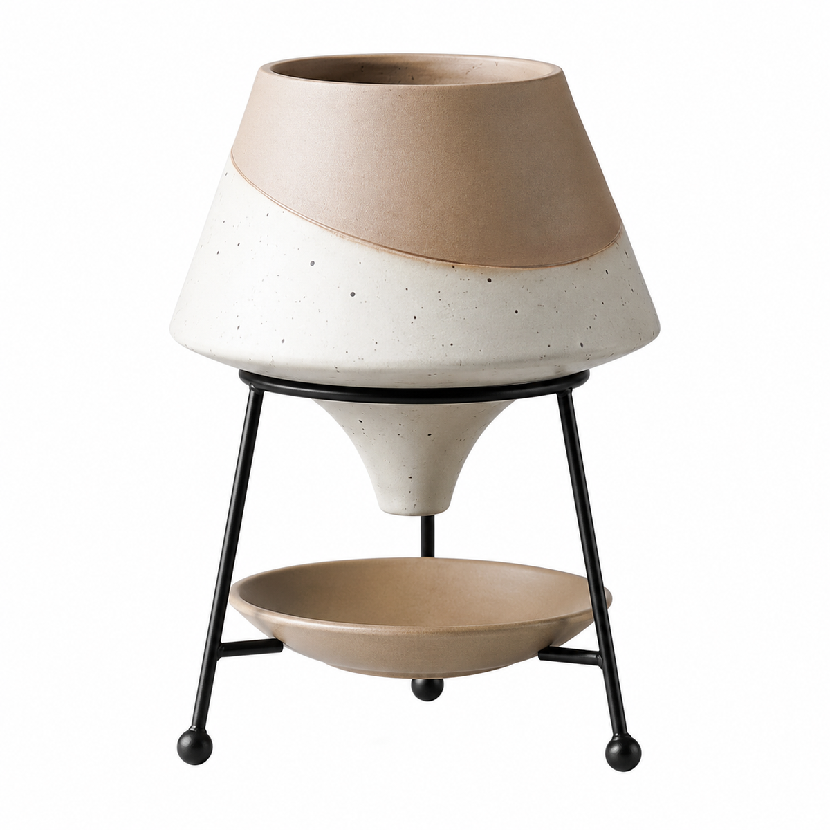 Nordo Two-Tone Standing Desk Plant Pot Speckled White Caelvorne