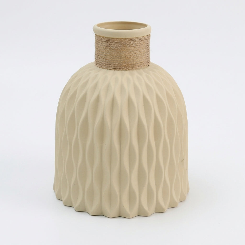 Nordvelle Rope Neck Vase Beige Caelvorne
