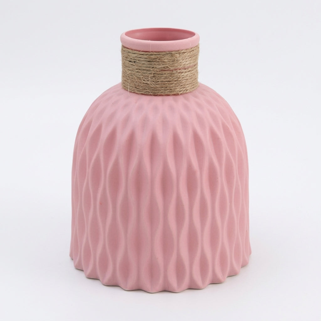 Nordvelle Rope Neck Vase Pink Caelvorne