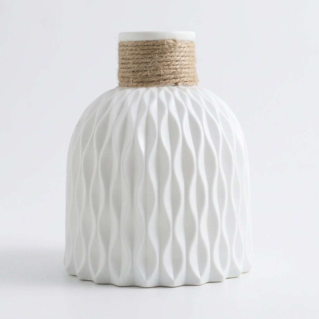 Nordvelle Rope Neck Vase White Caelvorne
