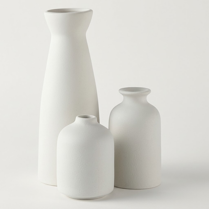 Orvella Matte Ceramic Vase Set White Caelvorne