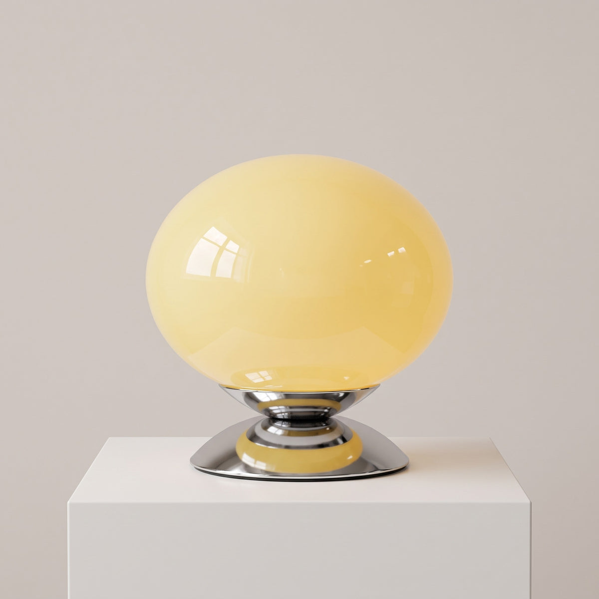 Pastelle glass globe table lamp in butter yellow