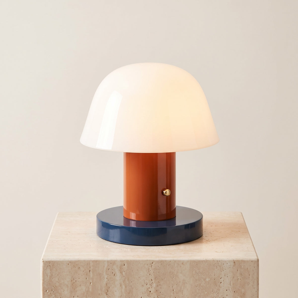 Pomella Rechargeable Mushroom Lamp Terracotta & Navy Caelvorne