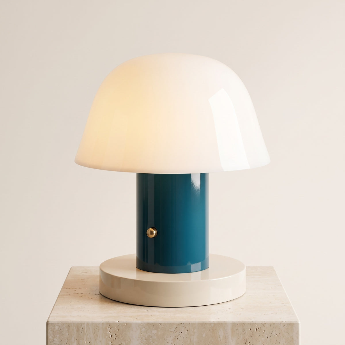 Pomella Rechargeable Mushroom Lamp Teal & Cream Caelvorne