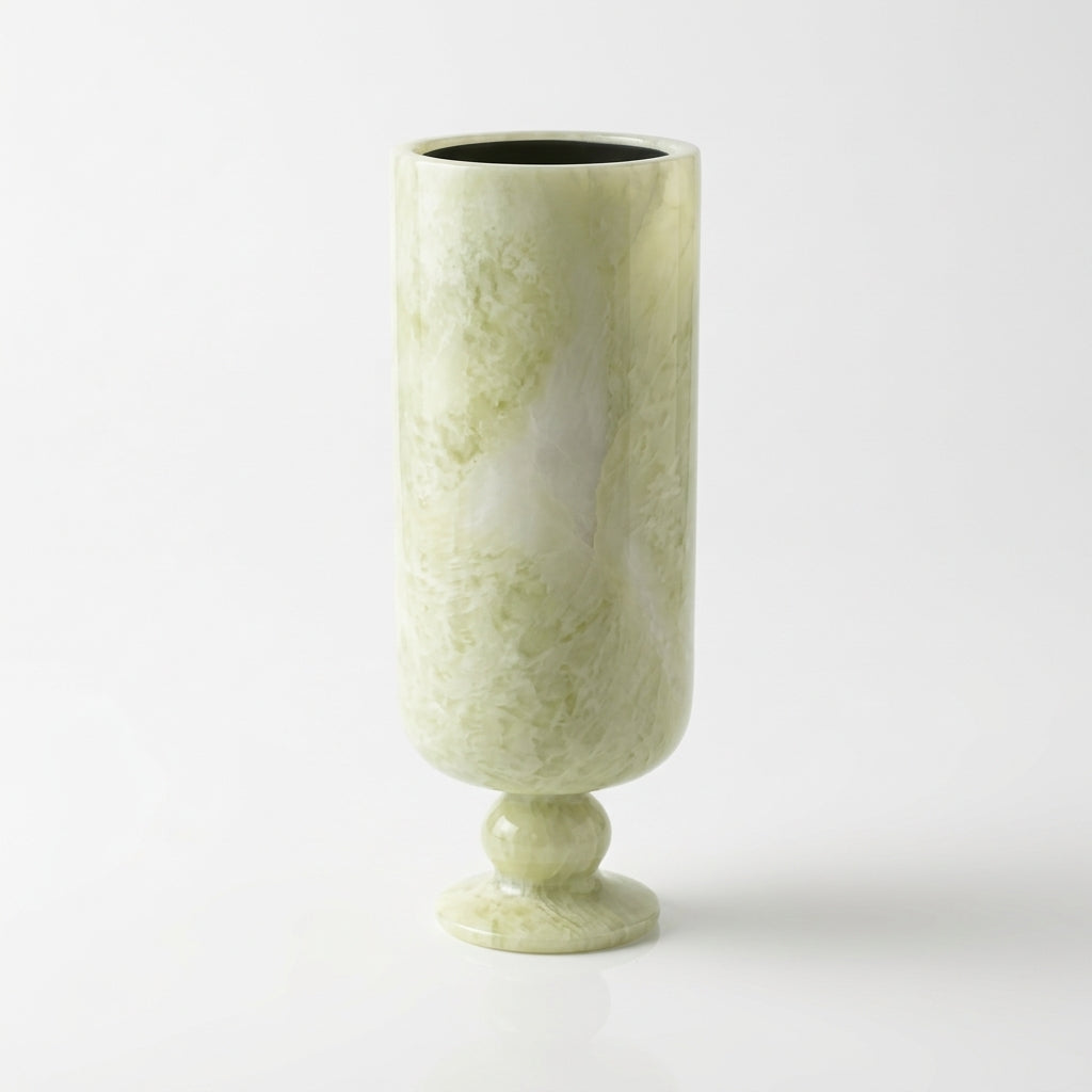 Ravenne Marble Footed Vase Green Onyx Caelvorne