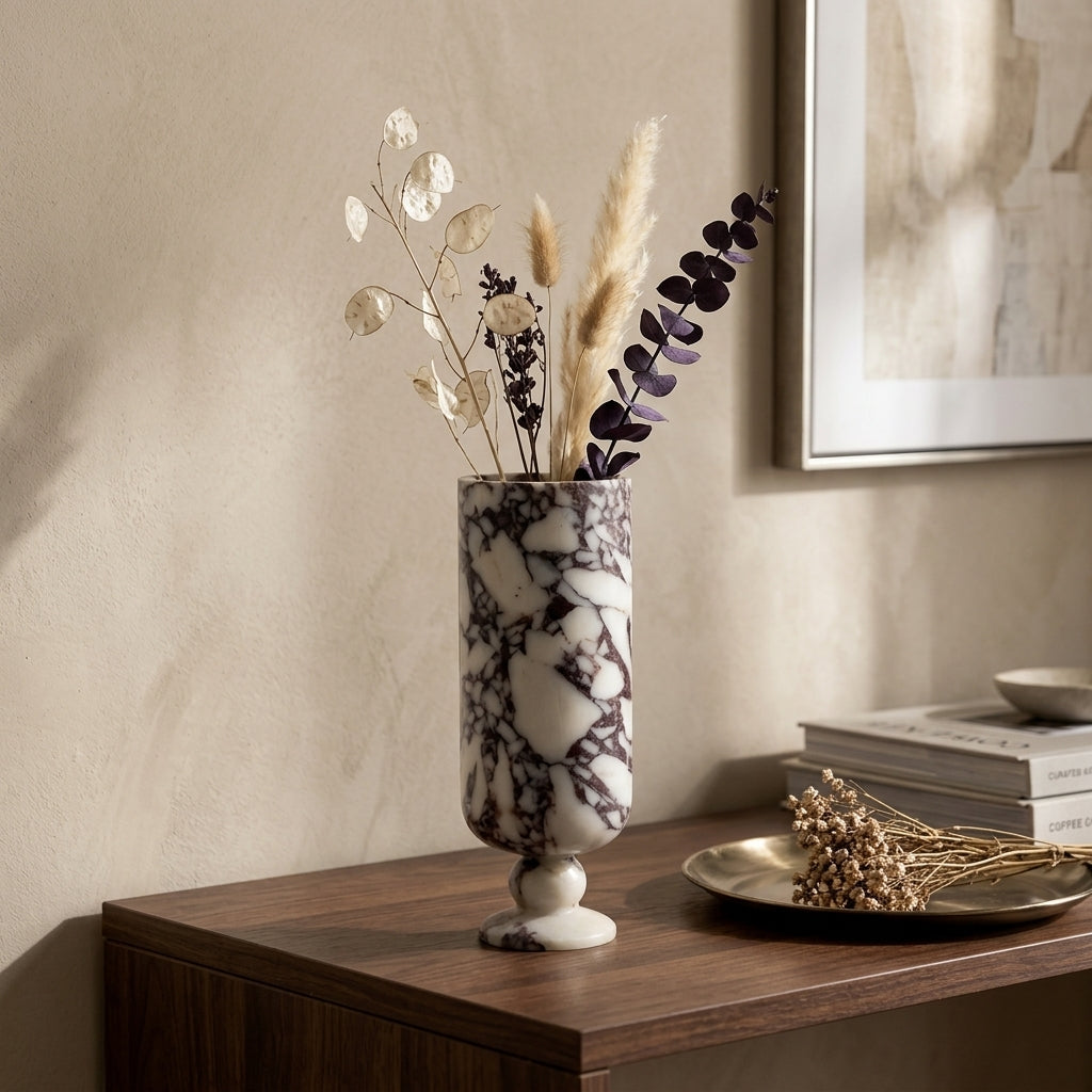 Ravenne Marble Footed Vase Caelvorne