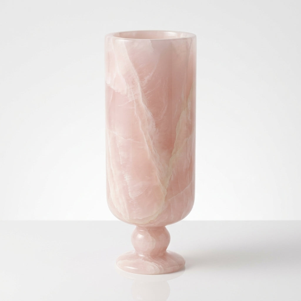 Ravenne Marble Footed Vase Pink Onyx Caelvorne