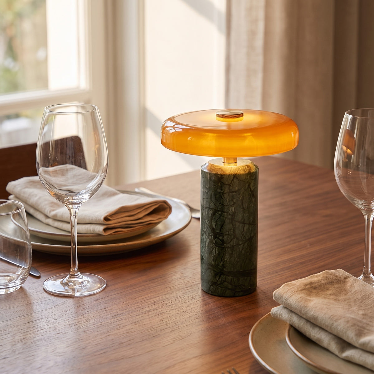 Sabine Green Marble Cordless Lamp Caelvorne
