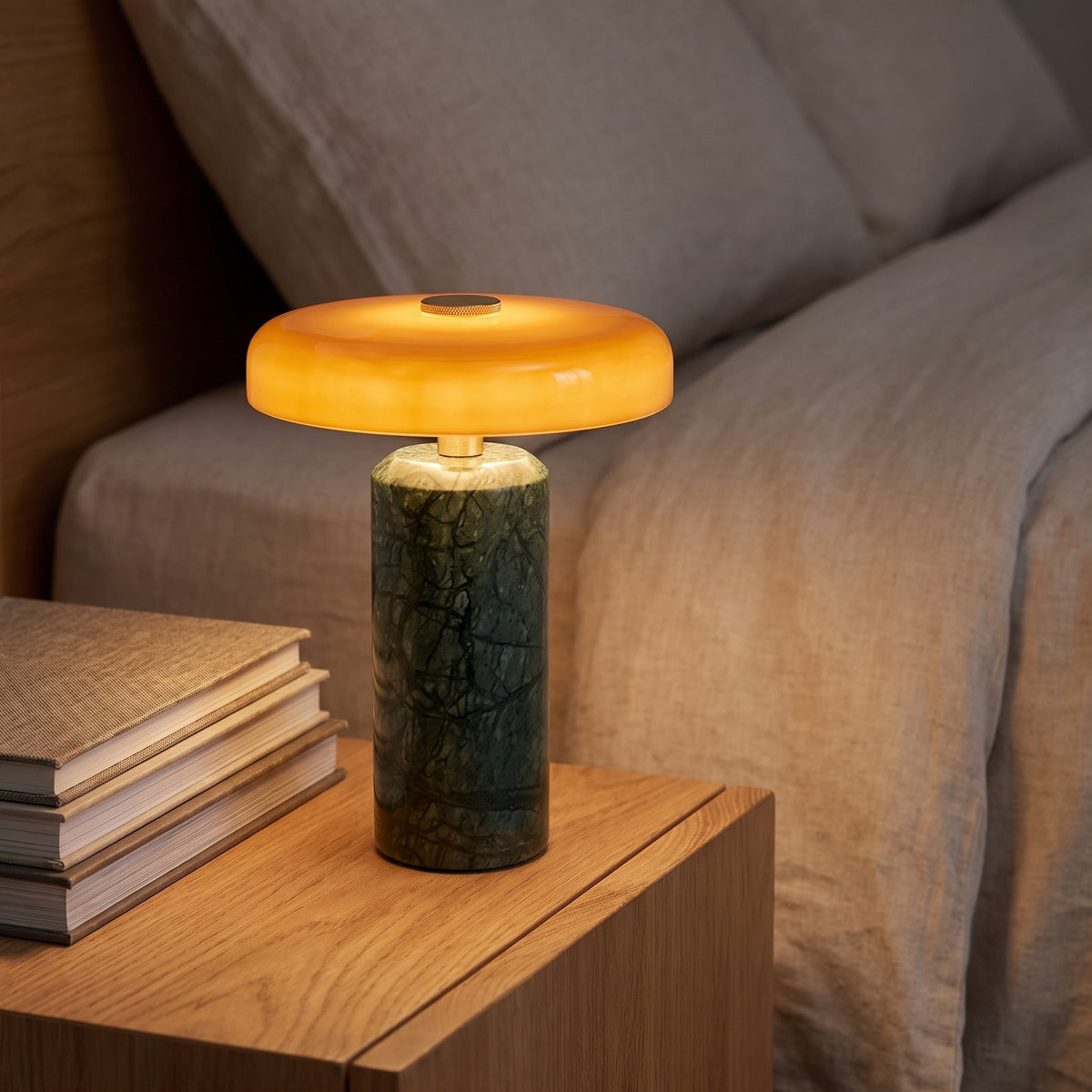 Sabine Green Marble Cordless Lamp Caelvorne