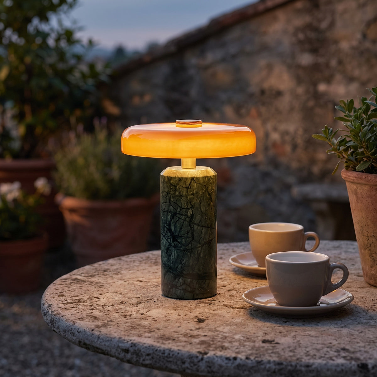Sabine Green Marble Cordless Lamp Caelvorne