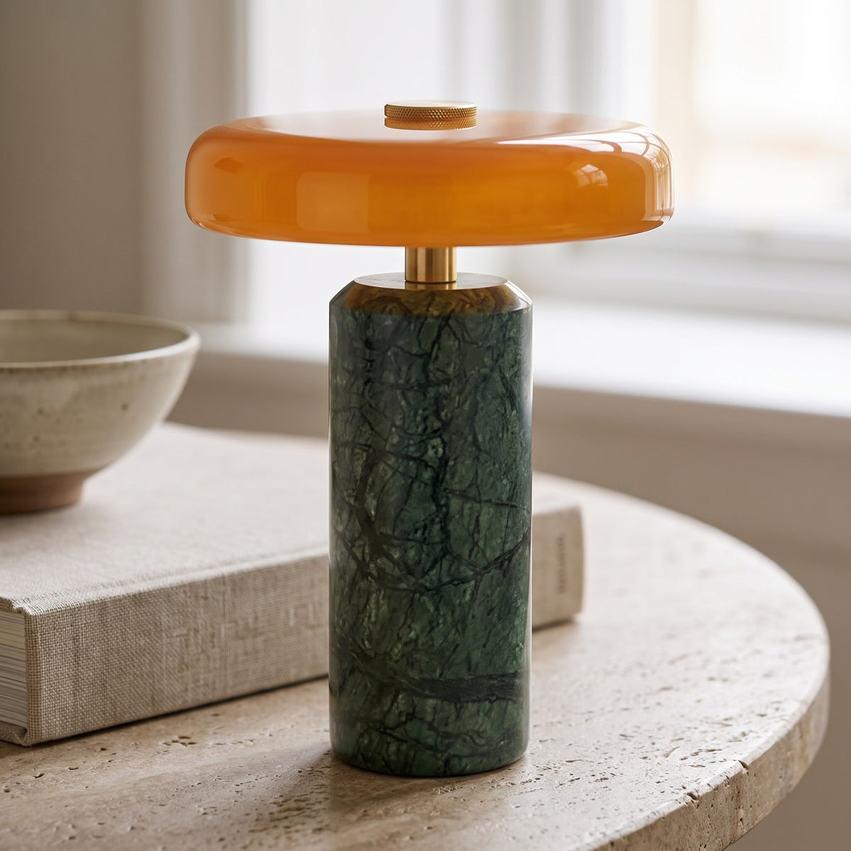 Sabine Green Marble Cordless Lamp Caelvorne