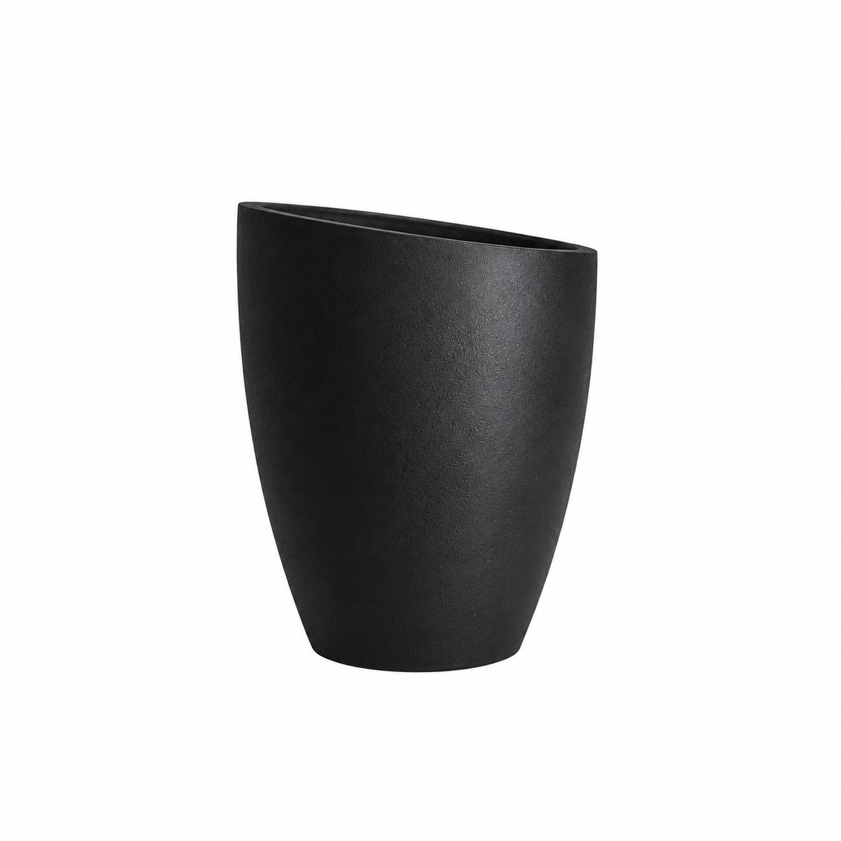 Slanto Angled Rim Tall Plant Pot Ink Black Small Caelvorne