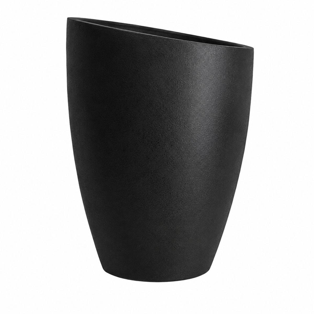 Slanto Angled Rim Tall Plant Pot Ink Black Large Caelvorne