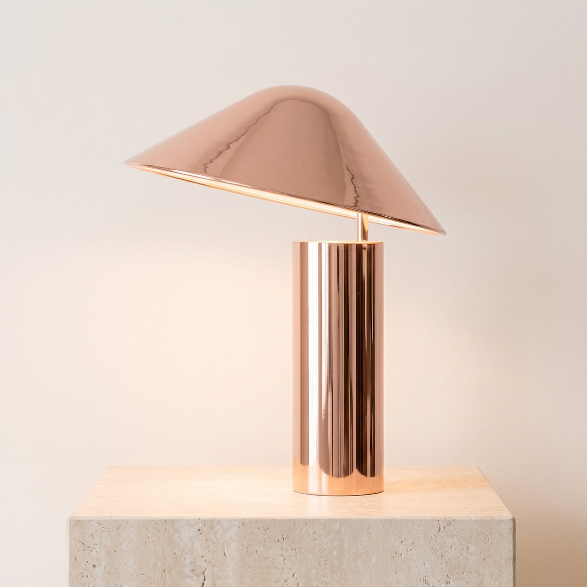 Sorrelle metal table lamp in polished rose gold