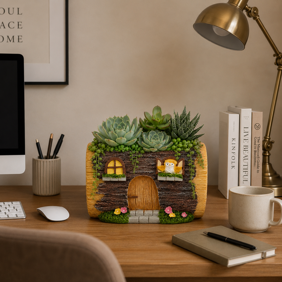 Sylvam Woodland Owl House Plant Pot Caelvorne