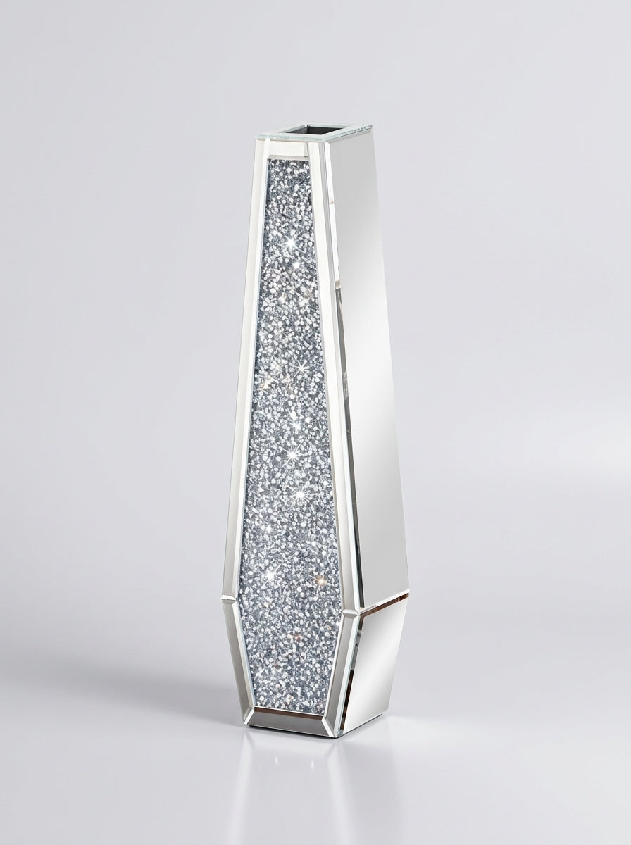 Cristelle Mirrored Crystal Floor Vase Tapered Column Caelvorne