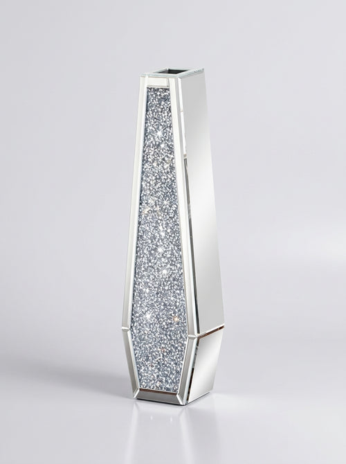 Cristelle Mirrored Crystal Floor Vase Tapered Column Caelvorne