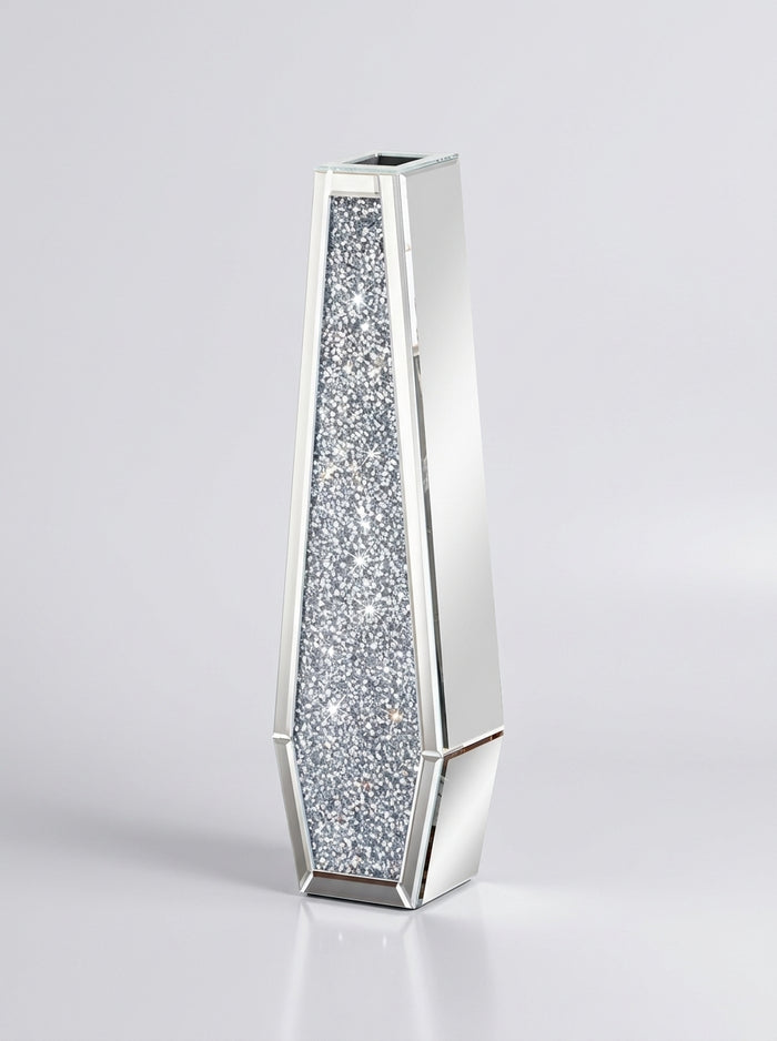 Cristelle Mirrored Crystal Floor Vase Tapered Column Caelvorne