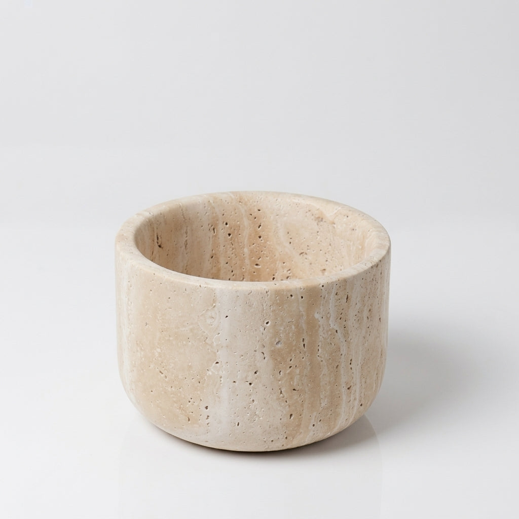 Travenna Travertine Vase Wide Bowl – Ø16 × H11.5 CM Caelvorne