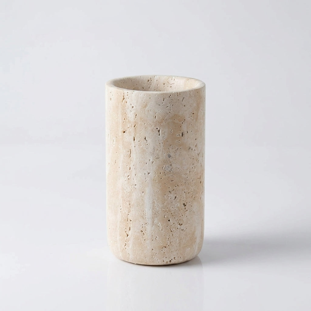 Travenna Travertine Vase Tall Cylinder – Ø10 × H18 CM Caelvorne
