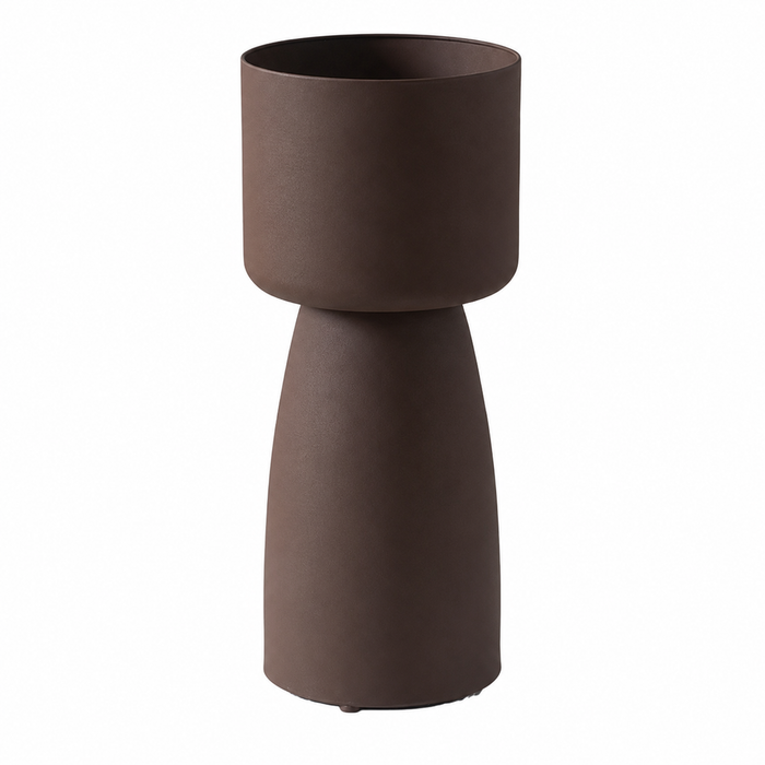 Varkos Hourglass Floor Plant Pot Brown Caelvorne