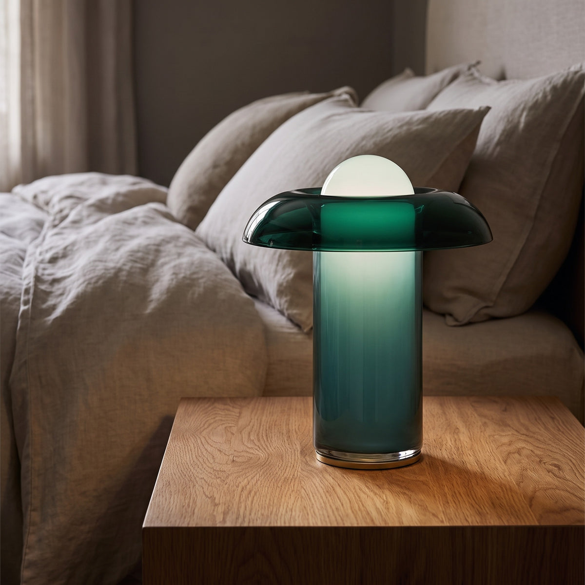 Verdane Green Glass Table Lamp Caelvorne