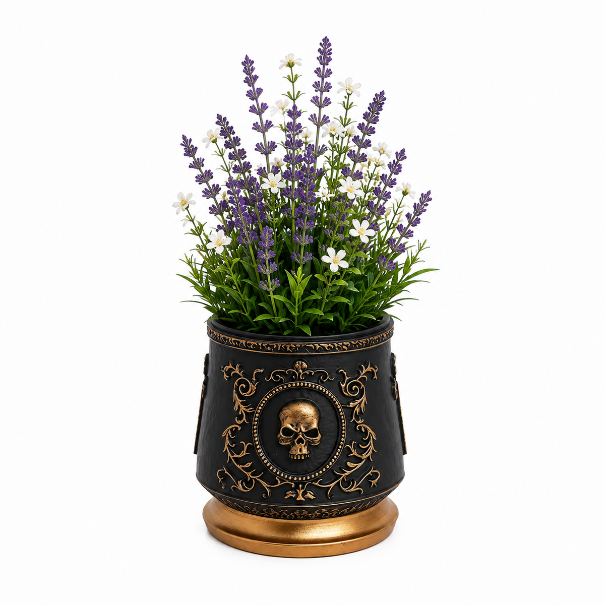 Zarkis Gothic Skull Embossed Plant Pot Caelvorne